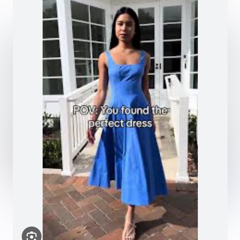 NWT Staud Wells Midi Dress Cornflower 🌟 Very Rare 🌟 - Picture 4 of 14